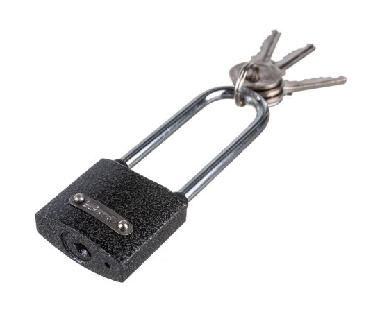 Навесной замок Bohrer ПД-32Д, удлинен. дужка, сталь, 5 мм, 3 ключа, корпус чугун 71015321 – изображение 3