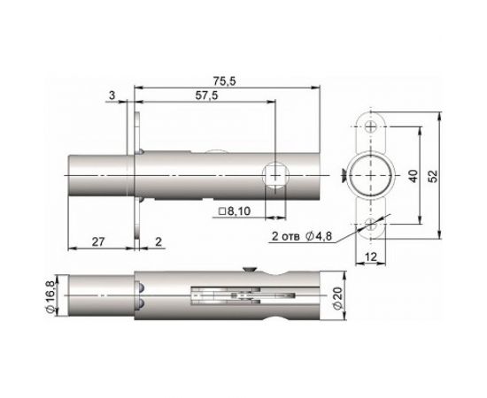 Дверная вкладная задвижка CRIT ЗдВк-3460РК 04839 – изображение 4
