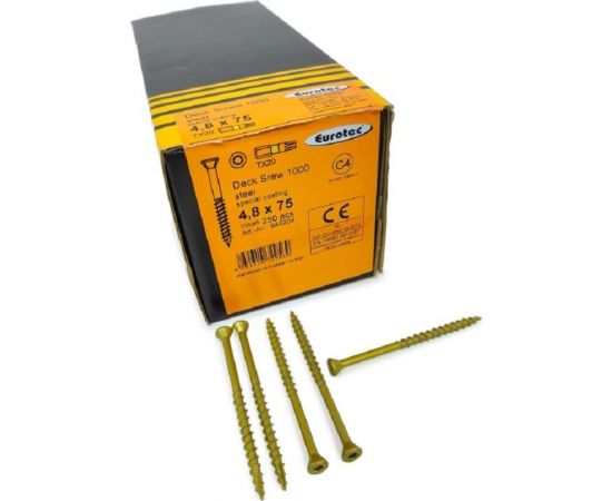 Саморезы Eurotec Deck Srew 1000 4.8x75 TX20, потай, 250 шт. 945204 