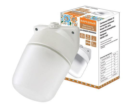 Светильник TDM НПБ400-1П настенный, наклонный белый, IP54, 60 Вт, поликарбонат, SQ0303-1502 