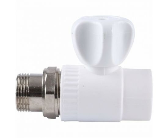 Радиаторный кран ПОЛИТЭК 25x1/2 прямой PPR, белый (25/75), 9999012512 