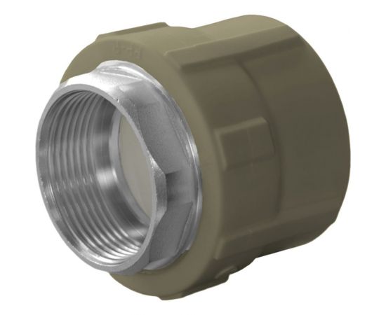 Комбинированная муфта ПОЛИТЭК 40x1 1/4 с внутр. р. (под ключ) PPRC, серый 9100040114С 