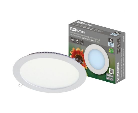 Светодиодный ультратонкий встраиваемый светильник TDM "Даунлайт" СВО белый 6 Вт 4000К SQ0329-0028 
