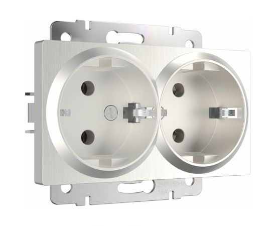 Двойная розетка WERKEL W1172013 с заземлением перламутровый рифленый a051175 