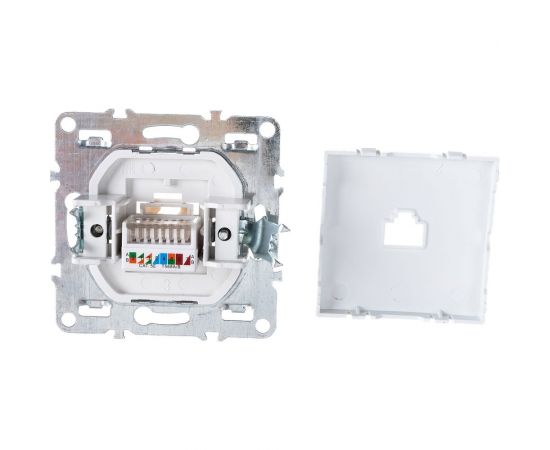 Компьютерная 1-местная розетка STEKKER RJ-45, механизм, серия Эрна, белый PST00-9107-01 39314 
