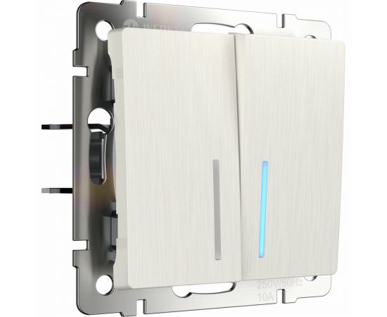 Двухклавишный выключатель WERKEL W1120113 с подсветкой перламутровый рифленый a051186 
