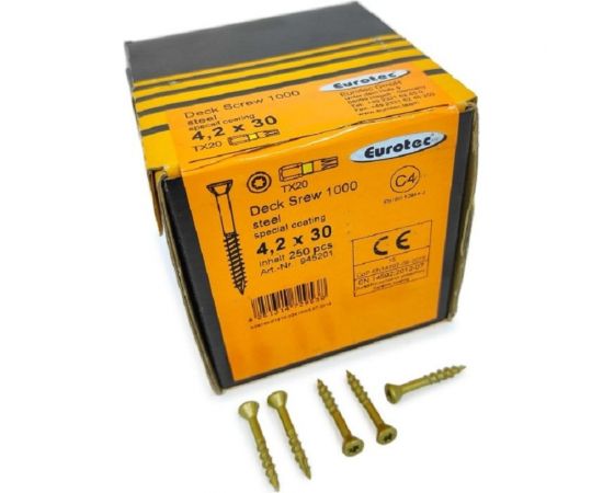 Саморезы Eurotec Deck Srew 1000 4.2x30 TX20, потай, 250 шт. 945201 