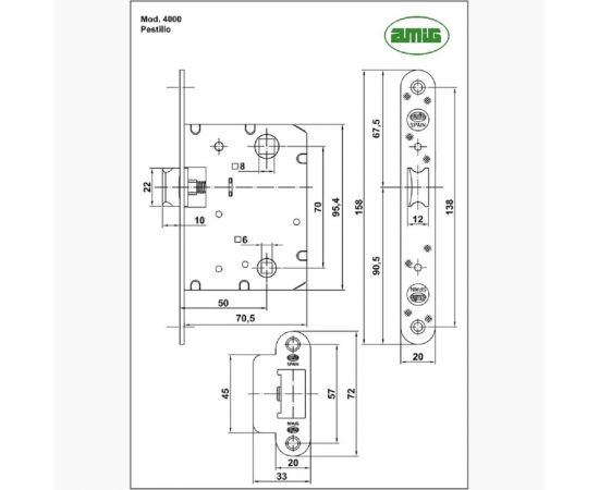 Дверная защелка Amig покрытие хром блестящий 4000-70 CR – изображение 2