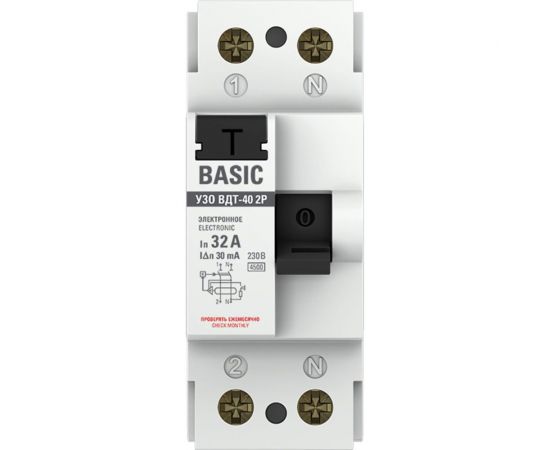 Устройство защитного отключения EKF, УЗО 2P 32А/30мА Basic elcb-2-32-30e-sim – изображение 2