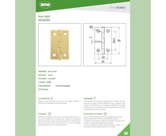 Мебельная петля Amig покрытие латунь "5005-2""" – изображение 2