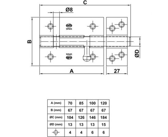 Задвижка Amig покр. латунь с лаком 454-70 – изображение 2