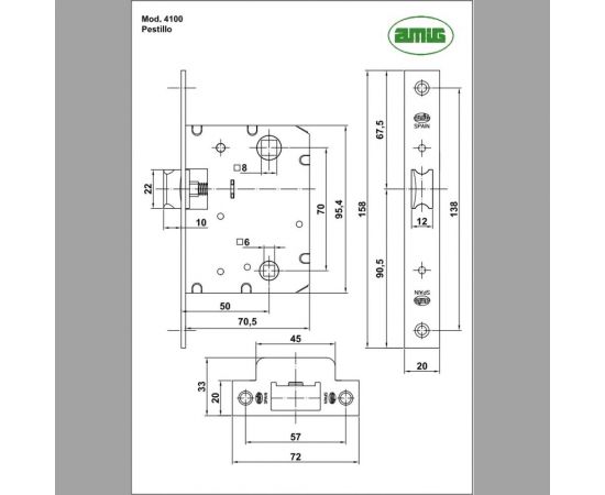 Дверная защелка Amig покрытие антик 4100-70 – изображение 2