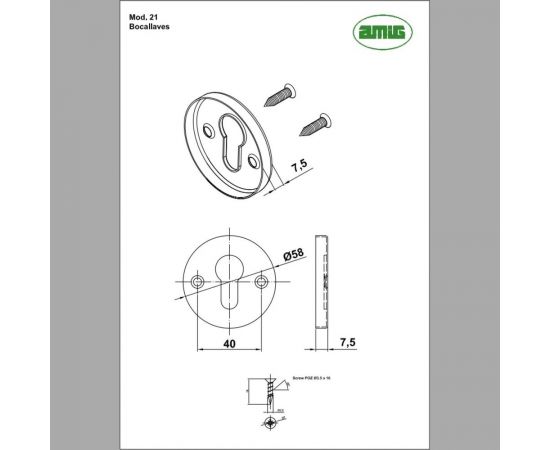Замочная скважина Amig хром матовый 21-58 LCM – изображение 2