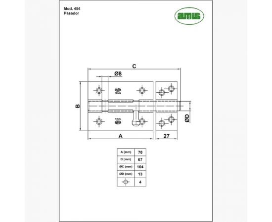Задвижка Amig покрытие никель 454-70 NI – изображение 2