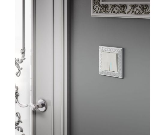 Двухклавишный выключатель WERKEL W1120113 с подсветкой перламутровый рифленый a051186 – изображение 2