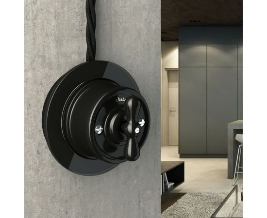 Переключатель одноклавишный W5612008 WERKEL черный Ретро a051454 – изображение 2