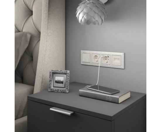 Двухклавишный выключатель WERKEL W1120113 с подсветкой перламутровый рифленый a051186 – изображение 3