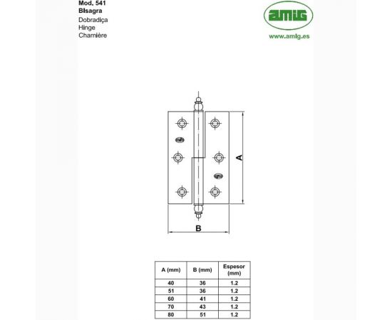 Петля Amig мод. 541-70 карточная, съем.лев. черная 5164 – изображение 4