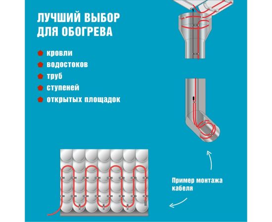 Греющий саморегулирующийся кабель Rexant POWER Line 30SRL-2CR 5M 5м/150Вт 51-0652 – изображение 4