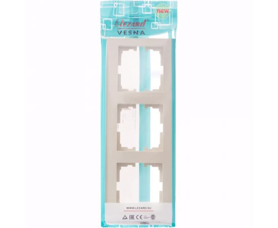 3-ая горизонтальная рамка Lezard VESNA без вставки, крем 742-0300-148 – изображение 4
