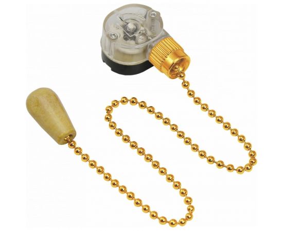 Выключатель для бра REXANT с цепочкой 270 мм и деревянным наконечником Gold 10 шт 32-0106 