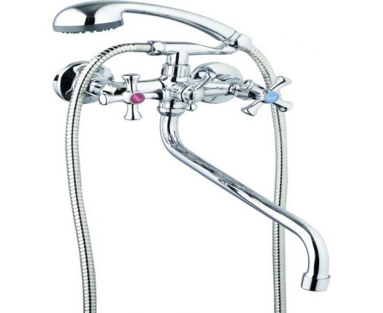 Смеситель для ванны G-lauf с круглым, длинным поворотным изливом 360°, с душевой лейкой, хром QFR7-A827 