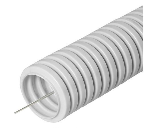 Гофрированная труба Промрукав ПВХ тяжелая 750 Н серая с зондом д16 50 м PR.0116415 