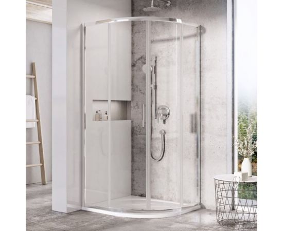 Душевой уголок четверть круга Ravak Blix Slim BLSCP4-80 см, блестящий профиль, прозрачное стекло X3BM40C00Z1 