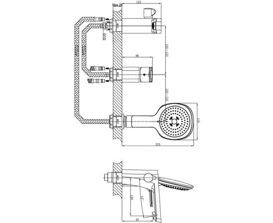 Смеситель на борт ванны D&K врезной золото DA1434903 – изображение 2