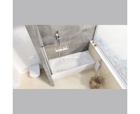 Перегородка (шторка, ширма) на борт ванны неподвижная Ravak PVS1-80 профиль блестящий, прозрачное стекло 79840C00Z1 00000042903 – изображение 2