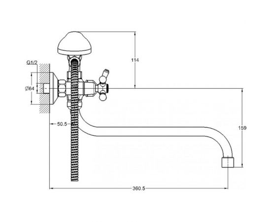 Смеситель для ванны G-lauf с круглым, длинным поворотным изливом 360°, с душевой лейкой, хром QFR7-A827 – изображение 2