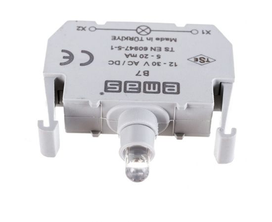 Блок-контакт подсветки Emas B7 с синим светодиодом, серия B, 12-30 В AC/DC B7 – изображение 2