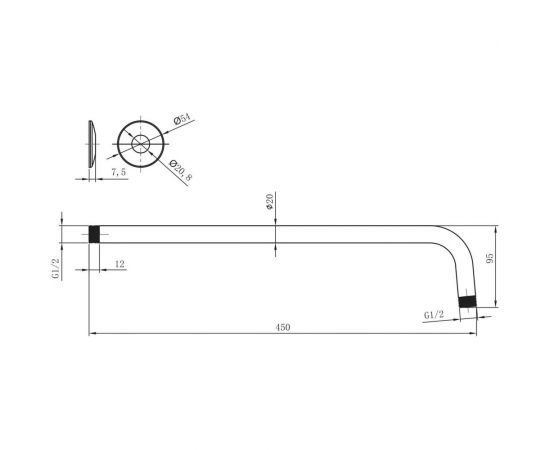 Настенный держатель для лейки верхнего душа Lemark LM8030C – изображение 2