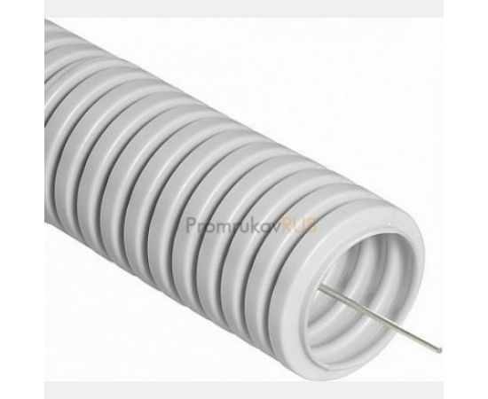 Гофрированная труба Промрукав ПВХ тяжелая 750 Н серая с зондом д16 50 м PR.0116415 – изображение 2