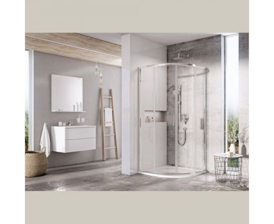 Душевой уголок четверть круга Ravak Blix Slim BLSCP4-80 см, блестящий профиль, прозрачное стекло X3BM40C00Z1 – изображение 2