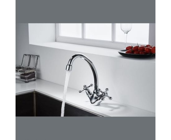 Двуручный смеситель для кухни Decoroom с высоким повортным изливом DR54028 – изображение 3
