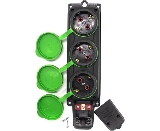 Влагозащищенная штепсельная розетка Alfa на 3 гнезда, каучуковая, IP44 с заземлением 250В, 16А 20103000 G – изображение 5