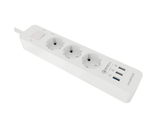 Удлинитель с USB зарядкой HARPER UCH-340 White QC3.0 H00002821 