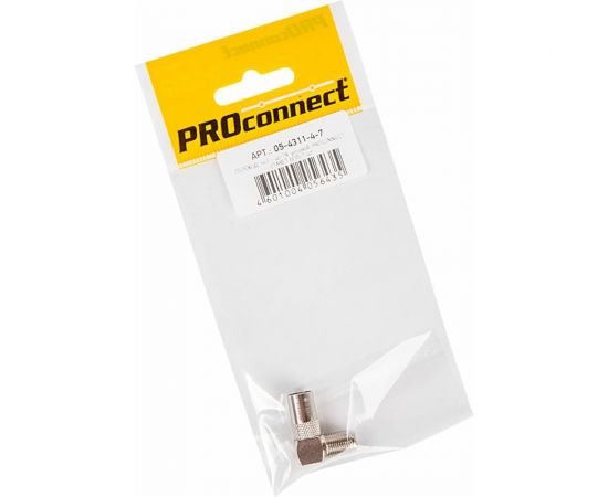 Антенный переходник PROCONNECT RG-6, SAT, гнездо F - штекер ТВ, угловой 1шт 05-4311-4-7 