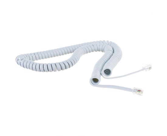 Витой трубочный телефонный шнур REXANT RJ-10, 4P-4C, 4 м, белый 18-2041 