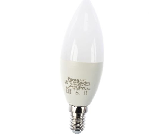 Светодиодная лампа FERON PRO LB-1309 Свеча E14 9W 6400K OSRAM LED 38061 – изображение 2