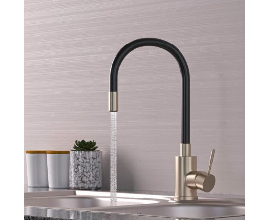 Смеситель для кухни Mixline черный, гибкий силиконовый излив 35k MLSS-0325 542377 – изображение 2