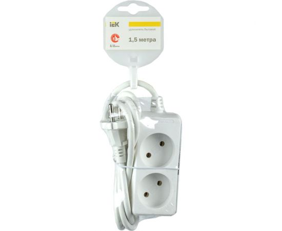 Удлинитель IEK У2, 2 места, 2Р/1.5 метра, 2х0.75мм2, 10А/250В WYP10-06-02-01-N – изображение 2