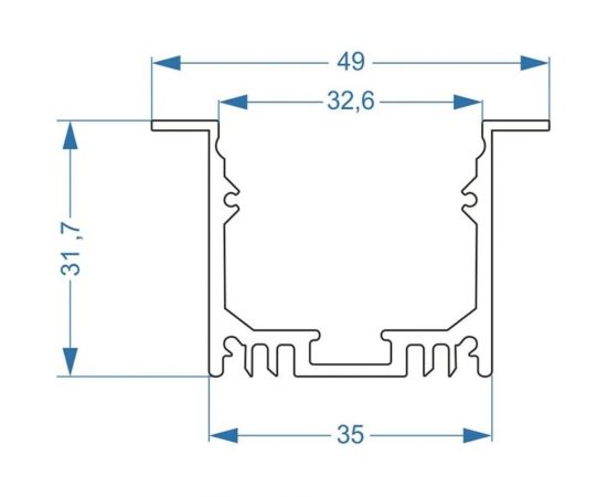 Встраиваемый алюминиевый профиль Ardylight ALS-4932 anod 2.5 без экрана 50105-7 – изображение 2