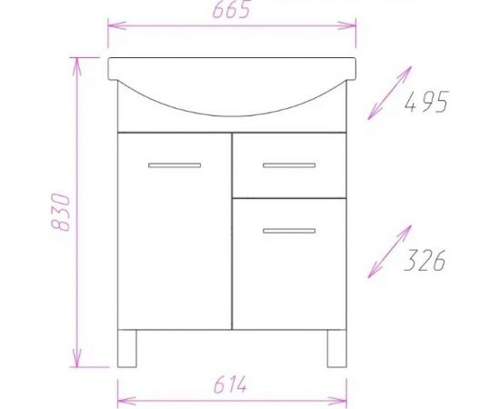 Тумба с раковиной Onika СТЕЛЛА 65.12 106503 – изображение 3
