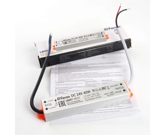 Электронный трансформатор для светодиодной ленты FERON 40W 24V (драйвер), LB007, 48055 – изображение 5