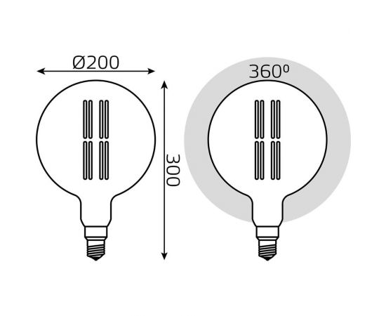 Лампа Gauss LED Vintage Filament G200 8W E27 200x300mm Amber 780lm 2400K 1/6 153802008 – изображение 5
