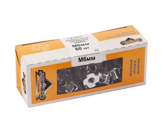 Мебельная забивная гайка Element М6 белый цинк 60 шт 307450 – изображение 6