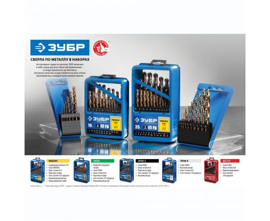 Набор сверл по металлу ЗУБР сталь Р4М2, 99 шт, 1-10 мм 29605-H99 – изображение 6