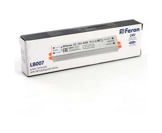Электронный трансформатор для светодиодной ленты FERON 40W 24V (драйвер), LB007, 48055 – изображение 6